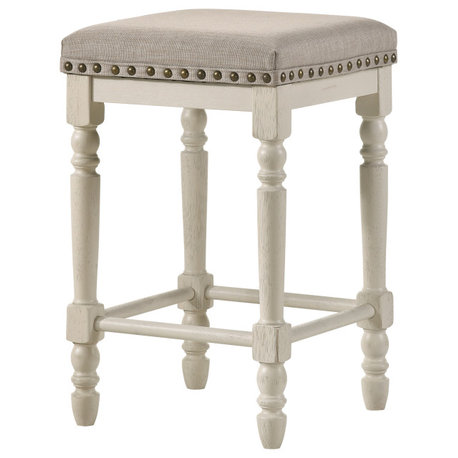 Tasnim Counter Height Stool, Oak and Antique White Finish (Set of 2)