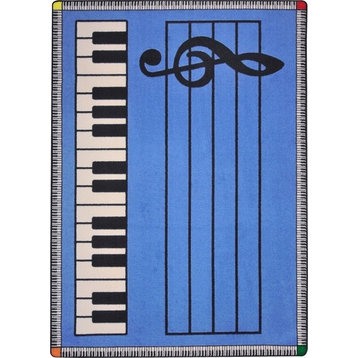 Kid Essentials, Music And Special Needs Play Along Rug, Blue, 7'8"X10'9", Keys