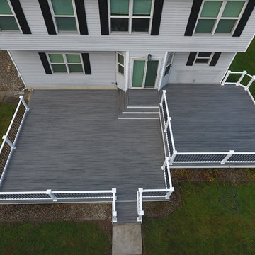 Island Mist trex deck with vinyl railings