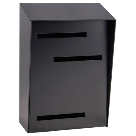 Mid Century Modern Mailbox, Vertical Large, Monochromatic, Black