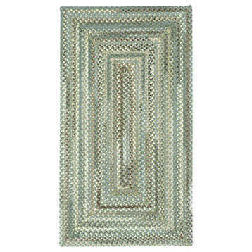 Sherwood Forest Concentric Braided Rectangle Rug, Green Olive, 2'x8' Runner
