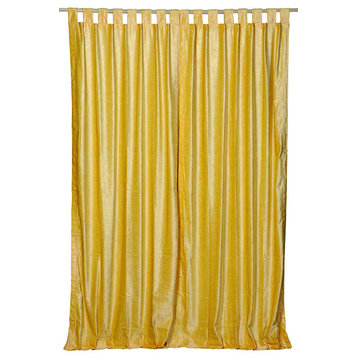 Lined-Yellow Tab Top  Velvet Curtain / Drape / Panel   - 80W x 120L - Piece