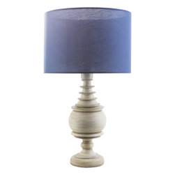 Acacia Traditional Antique White Table Lamp With Colored Drum Shade - Outdoor Table Lamps