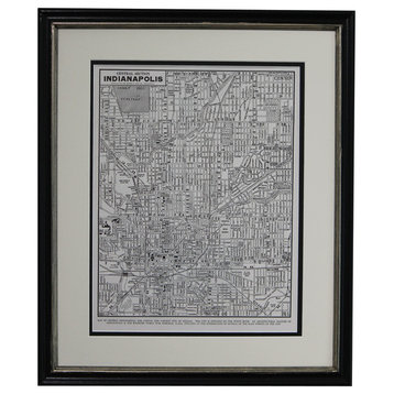 Vintage Indianapolis Map, Framed Original Indianapolis Map- Authentic 1940s