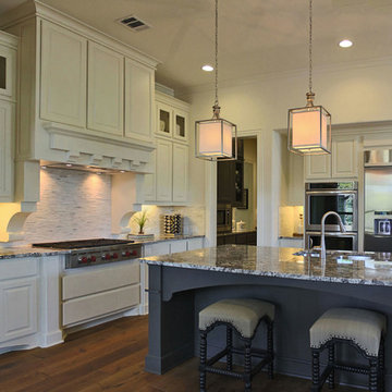 White Kitchen Gray Island