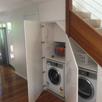 Laundry moved to utilise space under stairs