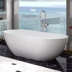 ADM Bathroom Elipsed Freestanding Bathtub, Glossy White, 63" - SW-110S (63 x 32) - Bathtubs