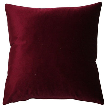 Pillow Decor - Corona Velvet Throw Pillow, Scarlet, 16"x16"