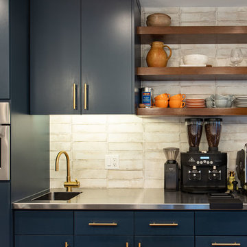 Transitional Navy Kitchen