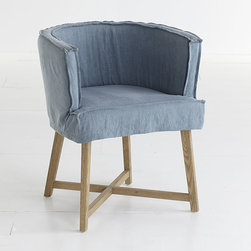 Slipcovered Club Chair - Dusty Blue - Armchairs And Accent Chairs