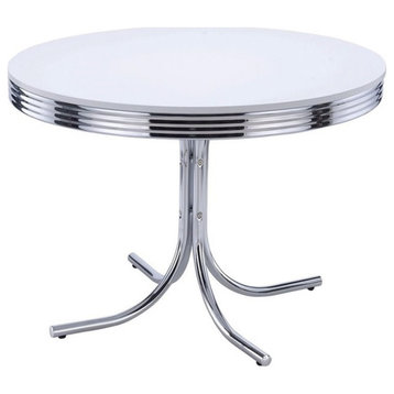 Catania Modern / Contemporary Round Dining Table in White and Chrome