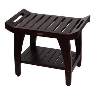 EcoDecors Tranquility 29 EarthyTeak Solid Teak Wood Shower Bench