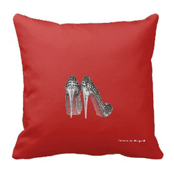 Tomova Jai Designs - High Glam Sparkle Heels Decorative Pillow - Decorative Pillows