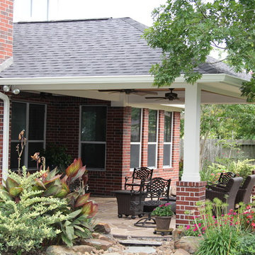 Patio Cover with Decorative Concrete in Cypress, TX