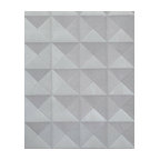 3D gray silver metallic geometric pyramid triangle Wallpaper, 21 Inc X 33 Ft Rol