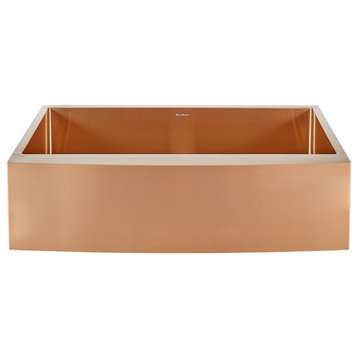 Rivage 33"x21" Stainless Steel Farmhouse Kitchen Sink, Rose Gold