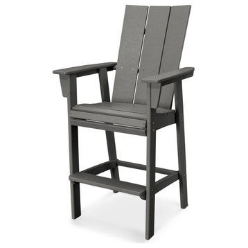 POLYWOOD Modern Adirondack Bar Chair, Slate Gray