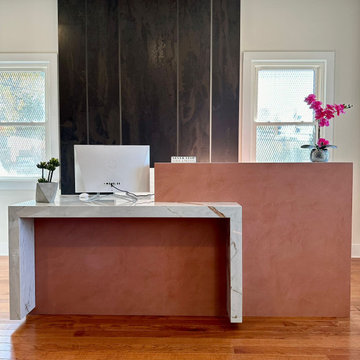 Front desk and accent wall