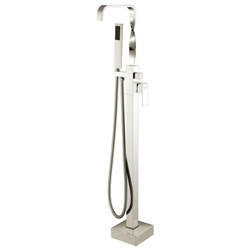 ANZZI Yosemite 2-Handle Claw Foot Tub Faucet with Hand Shower in Brushed Nickel