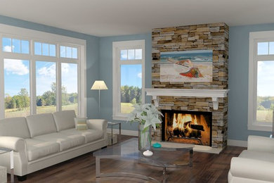 Arts and crafts family room photo in Grand Rapids