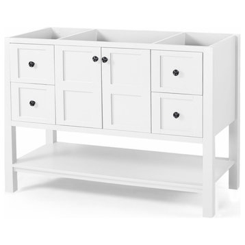 Anna Contemporary 48" Wood Bathroom Vanity, Counter Top Not Included, White
