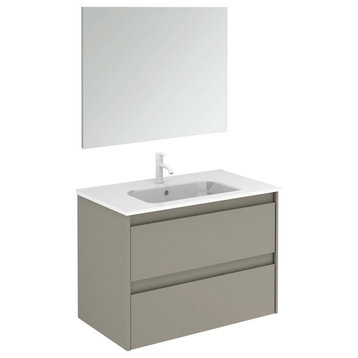 Ambra 80 Pack 1 Wall Mount Bathroom Vanity with Mirror in Matte Sand