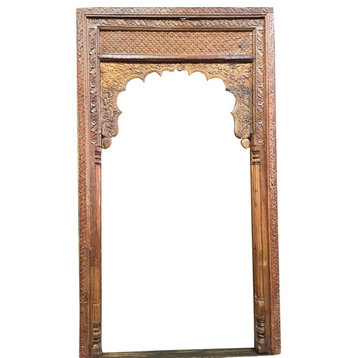 Antique Archway, Carved Teak Cusped Haveli Arch, Vintage Decorative Arch 101x58