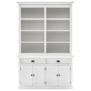 Catania Mahogany Solid Wood Buffet Hutch Unit with 8 Shelves in White