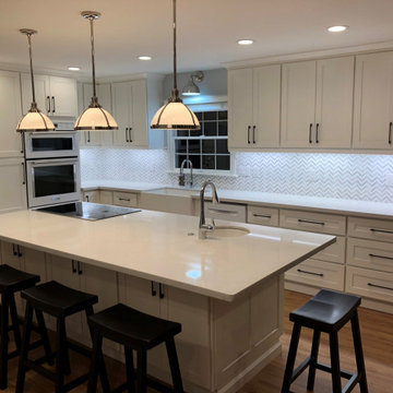 Large Kitchen Island, White Shaker Cabinets