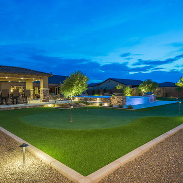 Contemporary Pool with Infinity Edge Spa