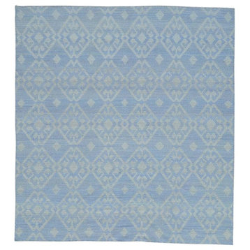 Hand-Woven Flat Weave Reversible Durie Kilim Square Rug, 7'10"x7'10"