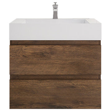 Monterey 30" Wall Mounted Vanity with Reinforced Acrylic Sink, Rosewood
