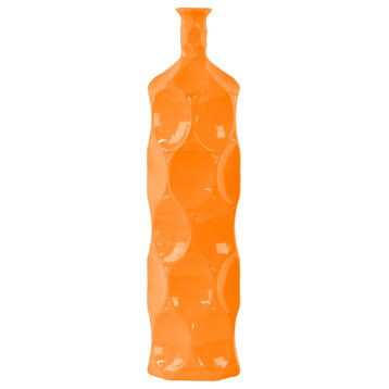 Ceramic Round Bottle Vase, Orange, Large