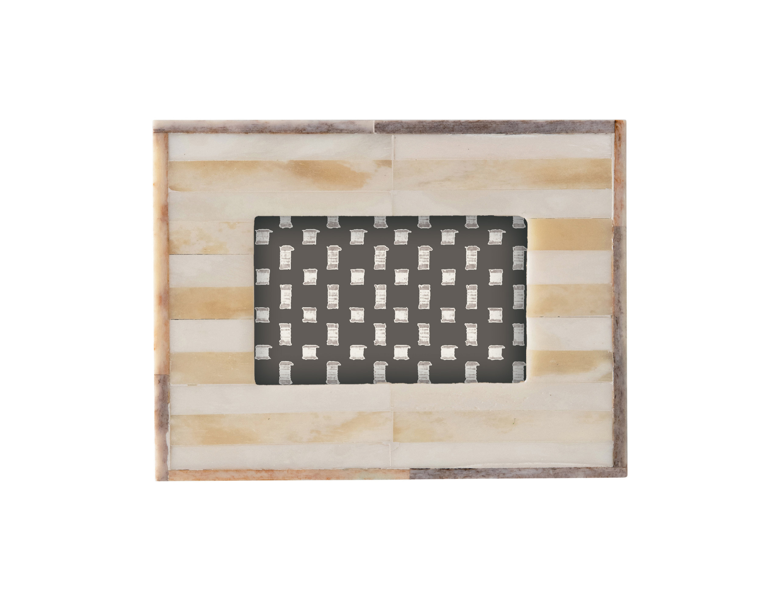 Handmade Two-Tone Bone & MDF Photo Frame, Natural (Holds 2