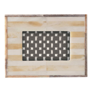 Handmade Two-Tone Bone & MDF Photo Frame, Natural (Holds 2