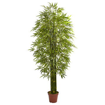 7'H Bamboo Artificial Tree UV Resistant, Indoor and Outdoor, Green