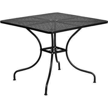 35.5" Square Black Indoor-Outdoor Steel Patio Table