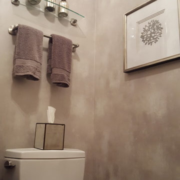 shimmering champagne powder room