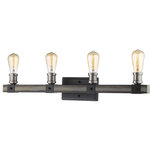 Z-Lite - Kirkland 4 Light Bathroom Vanity Light, Ashen Barnboard - Designed to impress, this four-light wall sconce features a stylish faux barnwood frame. Exposed lightbulbs radiate against the distressed industrialism of the ashen hue on the clean silhouette.