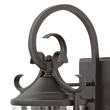 Hinkley Casa Small Wall Mount Lantern, Olde Black With Clear Seedy Glass