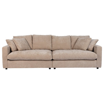 Upholstered 3-Seater Sofa | Zuiver Sense, Light Brown