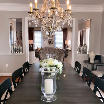Transitional Living & Dining Room Layered with textures- Rose T. Bien-Aime