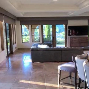 Motorized Blackout Roller Shades Installed in Sunland Living & Dining Area