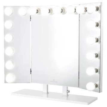Trifecta Pro Vanity Mirror, White, Led Globe Bulbs