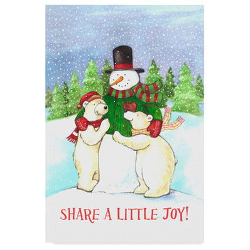 Melinda Hipsher 'Snowman And Polar Share Joy' Canvas Art, 32"x22"