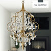 Floral 4-Light Chandelier With Cream Ceramic Roses and Acrylic Beads