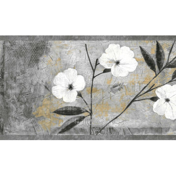 Abstract Flowers Peel and Stick Wallpaper Border 15'x7"
