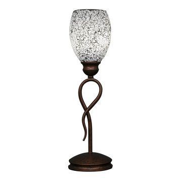 Leaf Mini Table Lamp In Bronze, 5" Black Fusion Glass