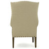 French Country Linen Nail Head Wing Back Accent Armchair