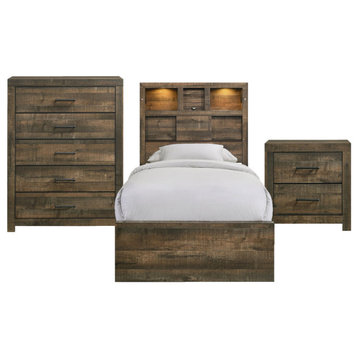 Picket House Beckett Twin Bookcase Panel 3-Piece Bedroom Set With Bluetooth